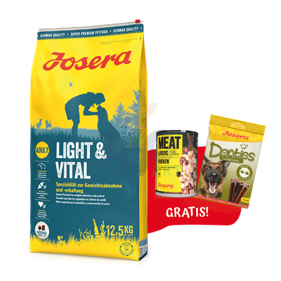 JOSERA Light & Vital 12,5kg + Denties 180g & Meatlovers 400g GRATIS!!