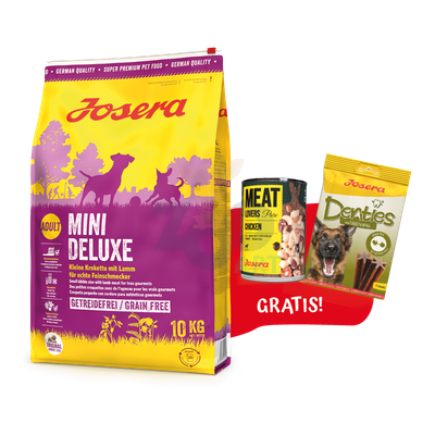 JOSERA Mini Deluxe 10kg+Denties 180g & Meatlovers 400g GRATIS!!