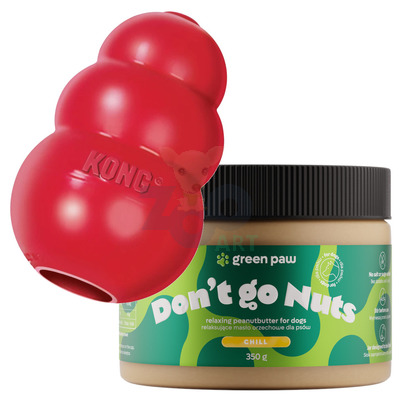 KONG Classic L + Green Paw Don’t go Nuts 350g - Masło orzechowe z CBD dla psów (Human Grade)