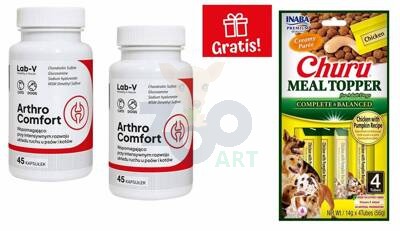 LAB-V Arthro Comfort – Kompleksowe wsparcie zdrowia stawów oraz układu ruchu dla psów i kotów 2x45 kapsułek + INABA przysmak dla psa GRATIS 