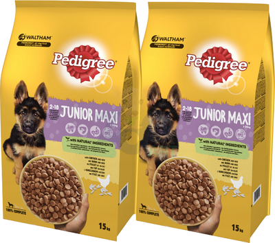 PEDIGREE Junior 2x15kg (duże rasy) - sucha karma dla psów z kurczakiem i ryżem