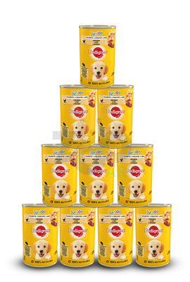 PEDIGREE Junior - mokra karma dla psów z kurczakiem w galaretce 12x400g