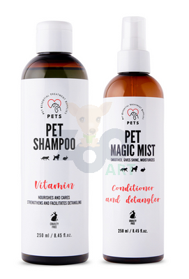 PET Shampoo Vitamin_Szampon Witaminowy 250ml Odżywczy i pielęgnujący + Pet Magic Mist - Magiczna Mgiełka do Sierści 250ml Łatwe