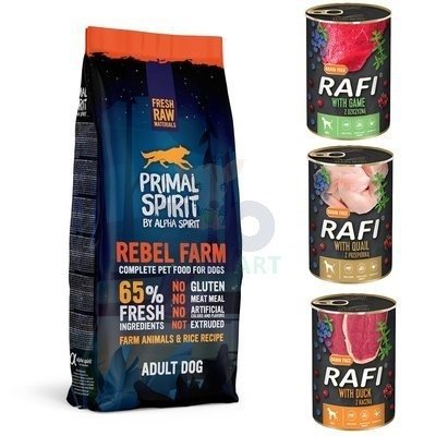 PRIMAL SPIRIT 65% Rebel Farm 12kg + Rafi 3x400g