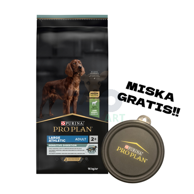 PRO PLAN Sensitive Digestion Large Athletic Adult Karma dla psów bogata w jagnięcinę 14kg + Miska GRATIS!!