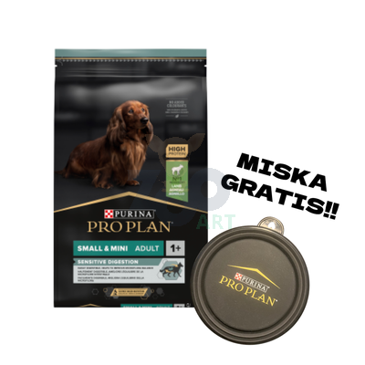 PRO PLAN Sensitive Digestion Small & Mini Karma dla psów bogata w jagnięcinę 7kg + Miska GRATIS!!