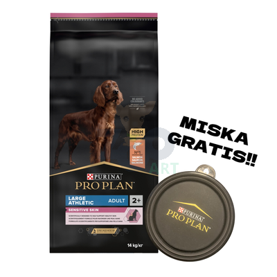 PRO PLAN Sensitive Skin Large Athletic Adult Karma dla psów bogata w łososia 14kg + Miska GRATIS!!