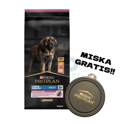 PRO PLAN Sensitive Skin Large Robust Adult Karma dla psów bogata w łososia 14kg + Miska GRATIS!!