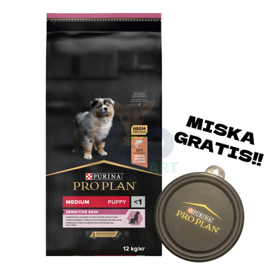 PRO PLAN Sensitive Skin Puppy Karma dla szczeniąt bogata w łososia 12kg + Miska GRATIS!!