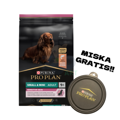 PRO PLAN Sensitive Skin Small & Mini Adult Karma dla psów bogata w łososia 7kg + Miska GRATIS!!