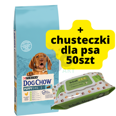 PURINA Dog Chow Puppy Chicken 14kg + Chusteczki pielęgnacyjne 50szt