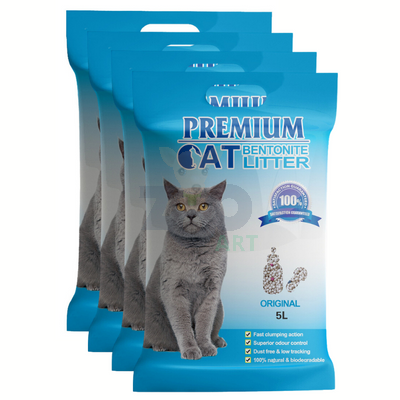 Premium Cat Żwirek Bentonitowy Zbrylający - Naturalny dla kota 4x5L