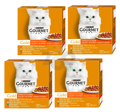 Purina Gourmet Gold kawałki w sosie mix(kaczka, pstrąg, królik, cielęcina) 32x85g