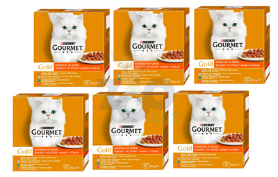 Purina Gourmet Gold kawałki w sosie mix(kaczka, pstrąg, królik, cielęcina) 48x85g