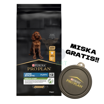 Purina Pro Plan Large Puppy Athletic Optistart, kurczak i ryż 12kg + Miska GRATIS!!