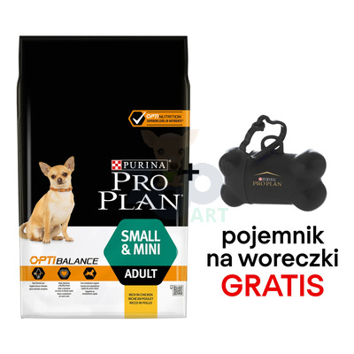 Purina Pro Plan Small & Mini Adult Optibalance, 7kg + Pojemnik na woreczki GRATIS