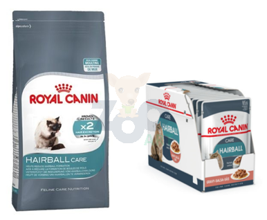 ROYAL CANIN Hairball Care 10kg karma sucha dla kotów dorosłych, eliminacja kul włosowych + Hairball Care (sos) 12x85g