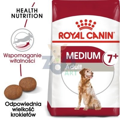 ROYAL CANIN Medium Adult 7+ karma sucha dla psów dojrzałych od 7. do 10. roku życia ras średnich 14,5kg\Opakowanie uszkodzone (6091) !!!