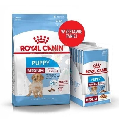ROYAL CANIN Medium Puppy 4kg + 10x140g saszetka