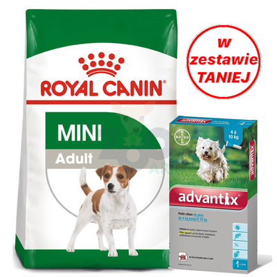ROYAL CANIN Mini Adult 8kg + Advantix dla psów 4-10kg (pipeta 1ml)