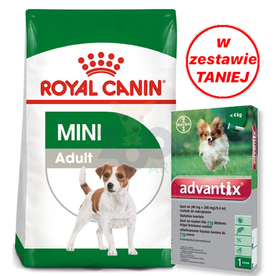 ROYAL CANIN Mini Adult 8kg + Advantix dla psów do 4kg (pipeta 0,4ml)