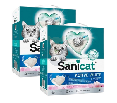 SANICAT ACTIVE WHITE 2x6L LOTUS - żwirek dla kota
