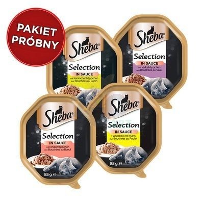 SHEBA® Selection pakiet próbny 4x85g - mokra karma dla kotów w pysznym sosie