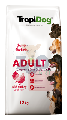 TROPIDOG Premium adult mediu large breed indyk z ryżem 12kg