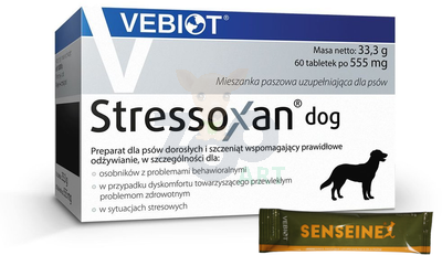 VEBIOT Stressoxan dog 60 tabletek + Vebiot Senseine 1 saszetka 9 g GRATIS 