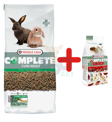 VERSELE-LAGA Cuni Adult Complete 8kg Pokarm dla królików + VERSELE LAGA Crock Complete Apple - przysmak z jabłkiem dla królików i gryzoni 50g
