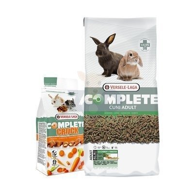 VERSELE-LAGA Cuni Adult Complete 8kg Pokarm dla królików + VERSELE LAGA Crock Complete Carrot - przysmak z marchewką dla królików i gryzoni 50g