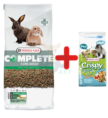 VERSELE-LAGA Cuni Adult Complete 8kg Pokarm dla królików + VERSELE LAGA Snack Popcorn 650g - mieszanka uzupełniająca z popcornem dla gryzoni