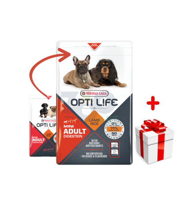 VERSELE-LAGA Opti Life Adult Digestion Mini 7,5kg + niespodzianka dla psa GRATIS!
