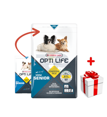 VERSELE-LAGA Opti Life Senior Mini 7,5kg - z kurczakiem - dla małych ras w wieku powyżej 7 lat + niespodzianka dla psa GRATIS!