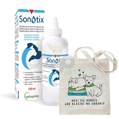 VETOQUINOL Sonotix 120ml Dla Psów I Kotów Do Czyszczenia Uszu + Torba na zakupy GRATIS!