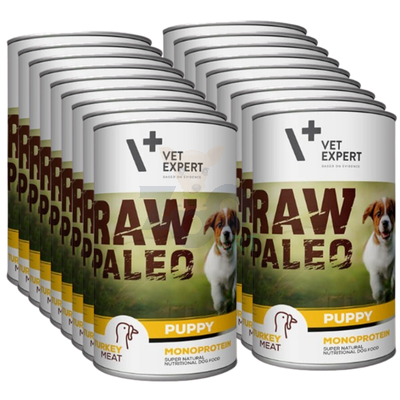 Vetexpert Raw Paleo Puppy Turkey 18x400g - indyk puszka