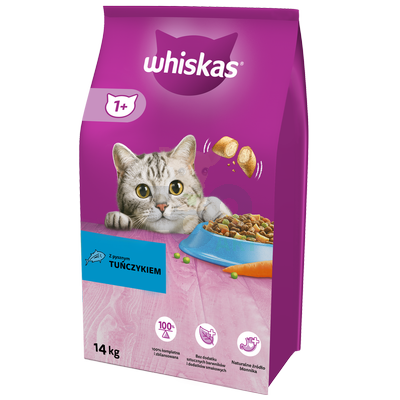 WHISKAS Adult 14 kg - sucha karma dla dorosłego kota z pysznym tuńczykiem\ Opakowanie uszkodzone (3473) !!!