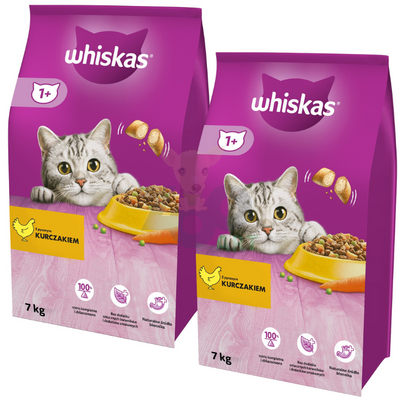 WHISKAS Adult 14kg (2x7kg)- sucha karma dla dorosłego kota z pysznym kurczakiem