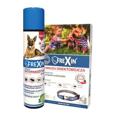  FREXIN Obroża insektobójcza dla psa 35 cm + FREXIN Aerozol przeciw ektopasożytom 300 ml