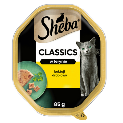  SHEBA Classics tacka 85 g – mokra karma pełnoporcjowa dla dorosłych kotów, koktajl drobiowy, w terynie