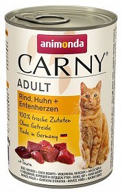 ANIMONDA Cat Carny Adult smak:  Wołowina, kurczak i serca kacze  400g 