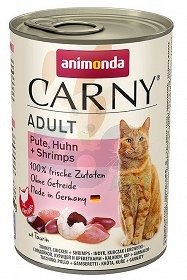 ANIMONDA Cat Carny Adult smak: wołowina, indyk i krewetki 12 x 400g 