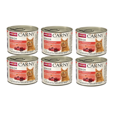 ANIMONDA Cat Carny Senior smak: wołowina i serca indyka 6 x 200g 