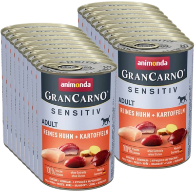 ANIMONDA GranCarno Sensitiv  Adult Dog smak: Kurczak + ziemniaki  18x400g