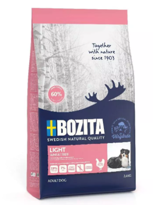 BOZITA  Light Wheat Free- karma dla psów o niskim poziomie aktywności lub z nadwagą 2.4 kg 