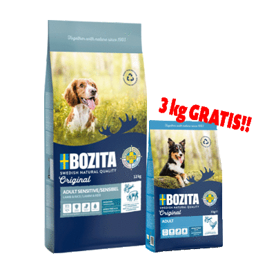 BOZITA Original Sensitive Digestion 12kg + BOZITA Original Adult Classic 3kg GRATIS !!! 