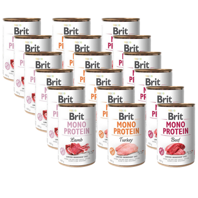 BRIT MONO PROTEIN Mix Smaków 18x400g