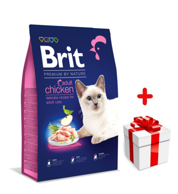 BRIT Premium By Nature Adult Cat Chicken 8kg + niespodzianka dla kota GRATIS!