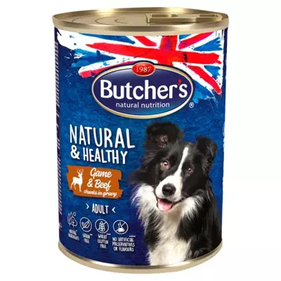 BUTCHER'S Natural & Healthy Karma dla psa z dziczyzną i wołowiną kawałki w sosie 400g