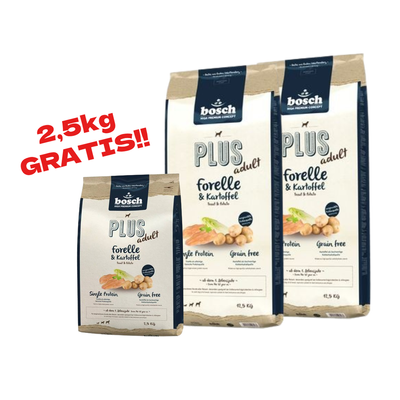 Bosch Plus Adult Pstrąg & Ziemniaki 2x12,5kg+2,5kg GRATIS!!